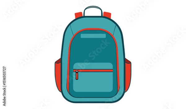 Obraz Blue and red backpack isolated on white background