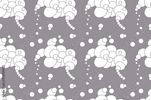 Obraz Beautiful abstract seamless pattern on  gray background. Abstract white figures and circles. For background, wallpaper, textiles, packaging wrappers, packaging.