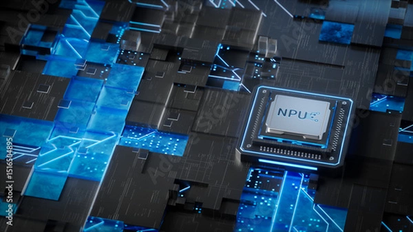 Obraz The Striking Visual of a High - Tech NPU Chip in a Futuristic Circuit Landscape