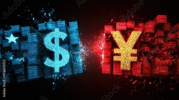 Fototapeta US China Trade Relations Navigating Global Commerce Tensions Between Economic Superpowers Impact of Tariffs on International Markets A Currency Clash

