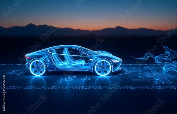 Obraz Transparent Concept Car with Tech - sense