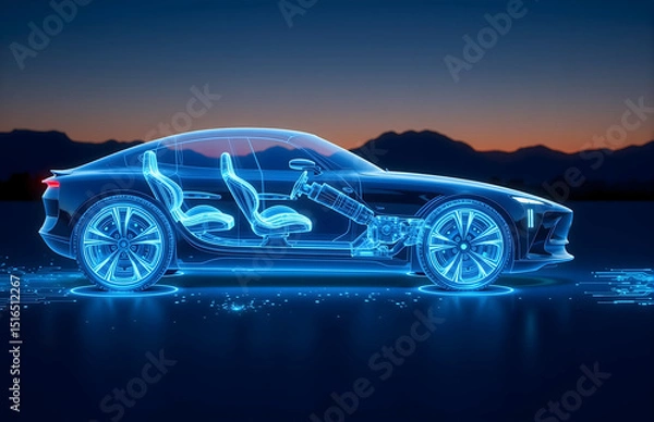 Obraz Tech - inspired Transparent Car Rendering