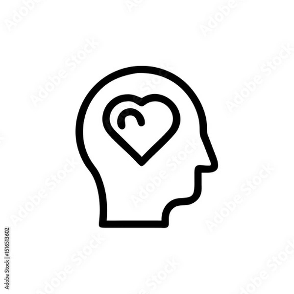 Obraz Human head silhouette with heart symbol representing emotions  