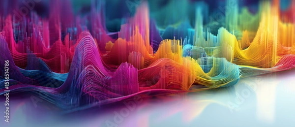 Fototapeta New age of mass data visualization and outcome analysis. Data science and visual management design output concept. technology and abstract background. Hand edited, generative AI based.
