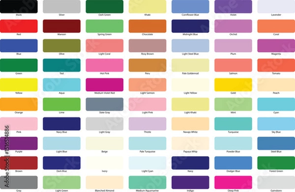 Obraz A comprehensive color palette with name labels for design and creative projects.