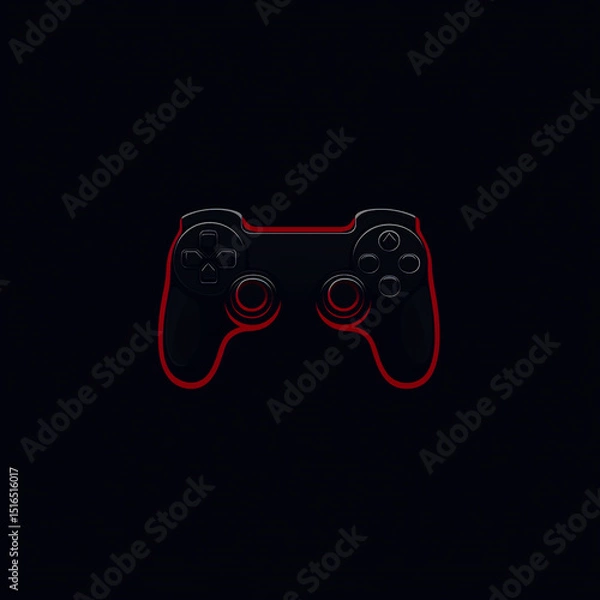 Fototapeta Sleek Minimalist Gaming Joystick Logo Featuring Smooth Vector Shapes Monochrome Palette with Striking Red Highlight Clean Typography Modern Professional Branding Design.
