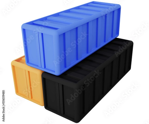 Fototapeta Playful Cargo Container in Cartoon Style on Transparent Background 3D Render Illustration