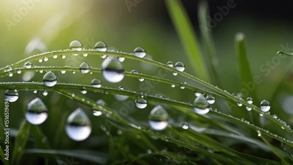Obraz Dew drops on grass macro