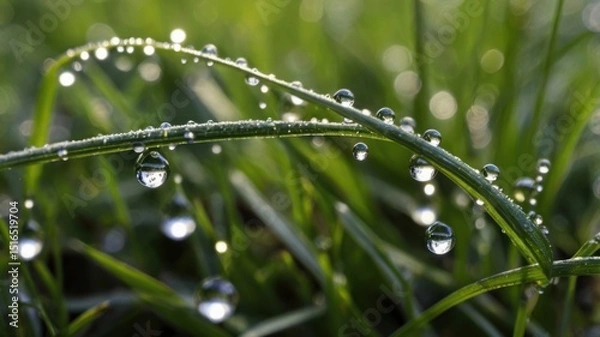 Obraz Dew drops on grass macro