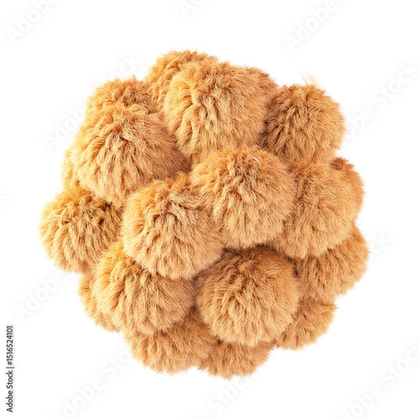 Fototapeta Fluffy geometric shape isolated on white background. 3d design element.