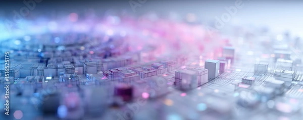 Obraz Data Design and Technology driven societies and infrastructures in harmony and prosperous configurations. Technology and business abstract background.  