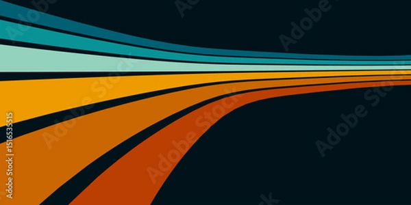 Fototapeta Abstract background of rainbow groovy Wavy Line design in 1970s Hippie Retro style. Vector pattern ready to use for cloth, textile, wrap and other.