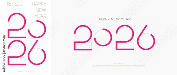 Fototapeta 2026 happy new year design , simply elegant , 2026 number design for banner , poster, template, greeting card, etc, new design of 2026 new year celebration