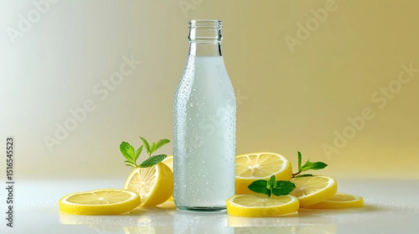 Obraz bottle of water with lemon