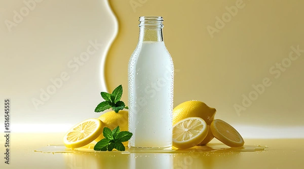 Obraz bottle of water with lemon