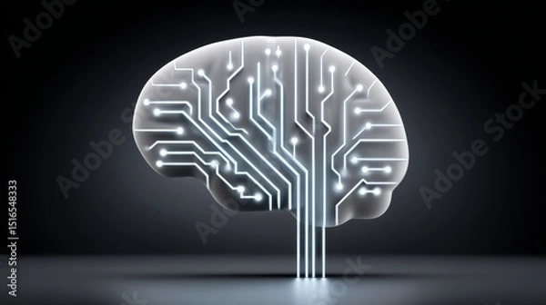 Fototapeta Abstract circuit system of the brain memory microchip board visualization in technology environment