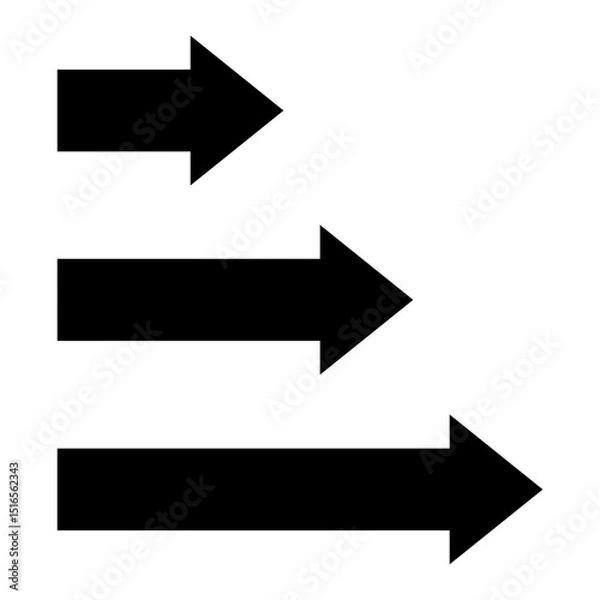 Fototapeta 右向き矢印のシンプルなアイコン　イラスト　ピクトグラム