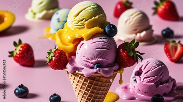 Obraz chocolate ice cream with fruits