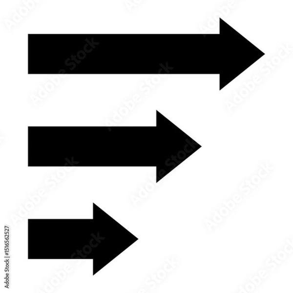 Fototapeta 右向き矢印のシンプルなアイコン　イラスト　ピクトグラム