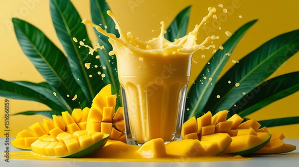 Obraz glass of orange juice and mango