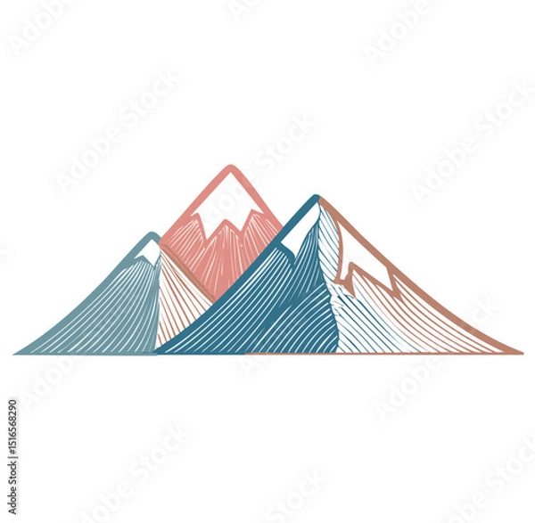 Fototapeta Vector Minimal Landscape Featuring a Serene Mountain Range with Geometric Forms, Soft Diffused Lighting, and Textured Slopes Using Modern Graphic Style

