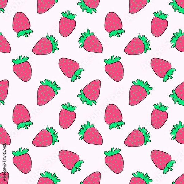 Fototapeta Seamless pattern with strawberries
