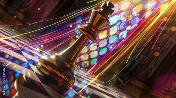 Obraz Stunning chess piece against colorful background.