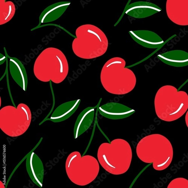 Fototapeta Seamless pattern with cherries