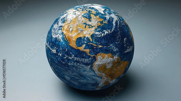 Fototapeta A detailed and realistic depiction of Earth, showcasing continents and oceans, ideal for educational, environmental, and artistic projects