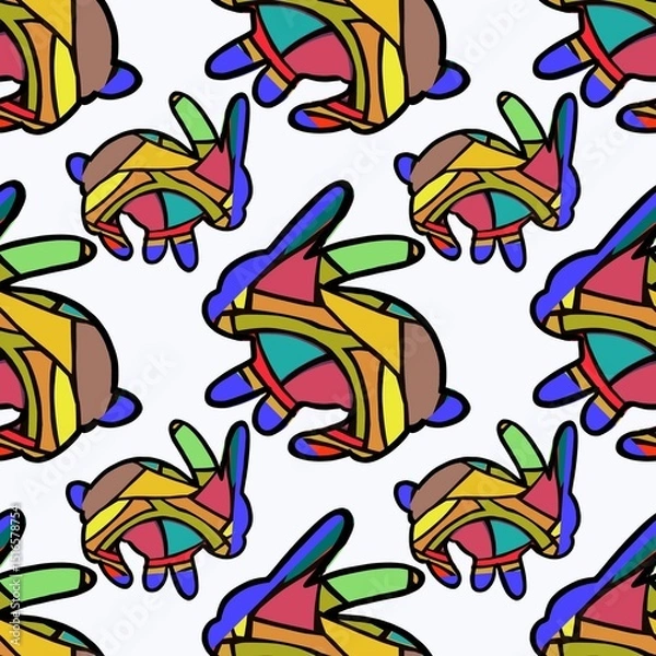 Fototapeta Seamless pattern with hares