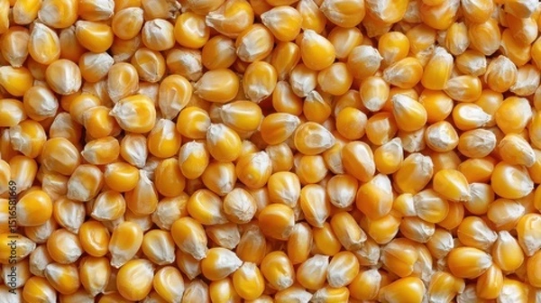 Obraz flat lay of tightly packed corn kernels creating golden uniform texture, high clarity with subtle highlights