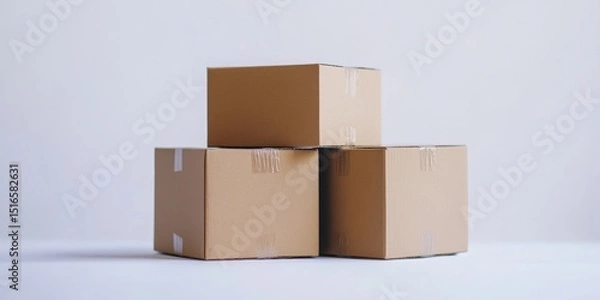 Fototapeta Cardboard Boxes Stacked on Table