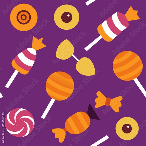 Obraz seamless halloween candy pattern   lollipops  wrap.