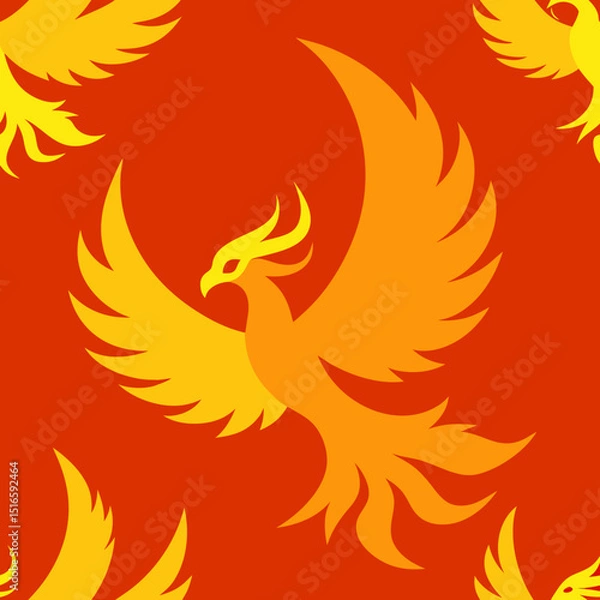 Obraz seamless phoenix and flame pattern   mythical bird 