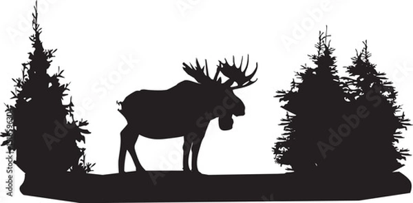 Fototapeta Vector Moose and Trees