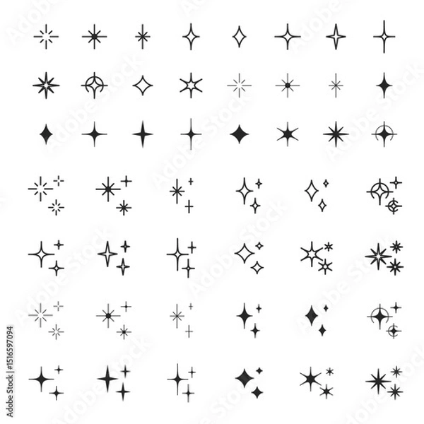 Fototapeta キラキラした星のアイコンセット