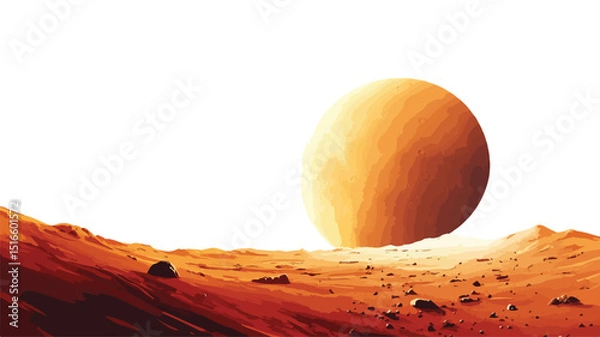 Obraz Big Martian Panorama Vector Illustration for Futuristic Space Explorations