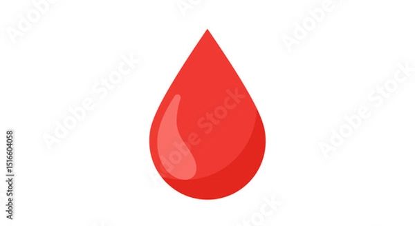 Fototapeta A stylized bright red blood drop with gradient highlights