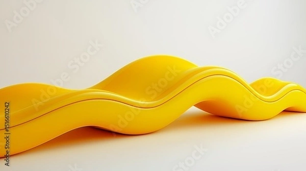 Fototapeta Yellow Wave Chair 3D Render, Abstract Design, Fluid Form, Minimalist 3D rendering, abstract art