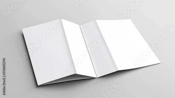 Fototapeta Z-Fold Brochure Mockup Blank, White, Tri-Panel Design, Print Template brochure template, z-fold mockup