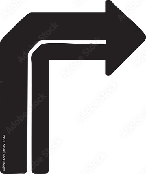Fototapeta Black vector arrow icon on white, symbolizing the first number seven design