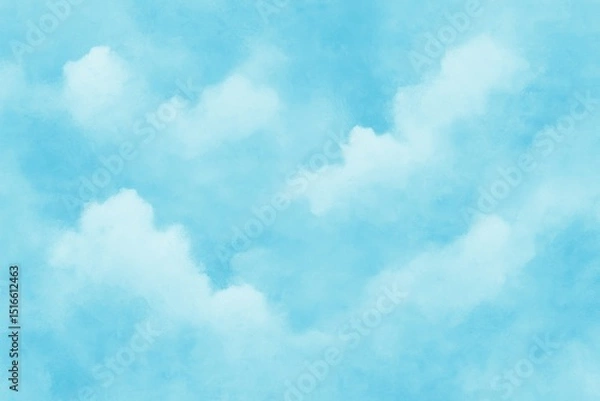 Fototapeta Watercolor Sky Background with Soft Blue Clouds