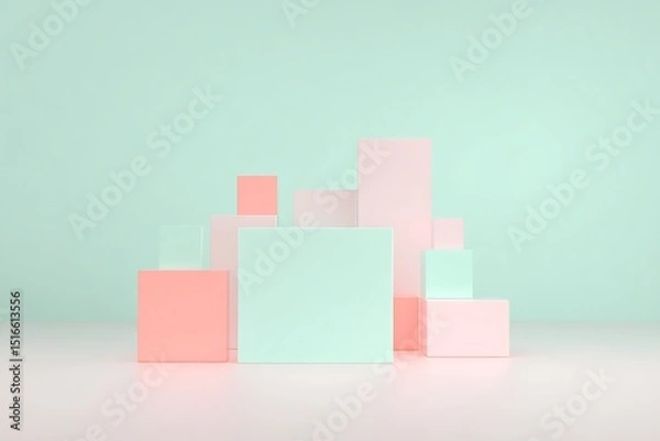 Fototapeta Pastel geometric composition with simple shapes
