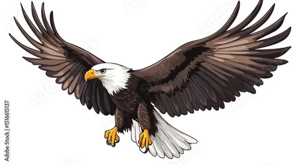 Obraz Majestic Cartoon Eagle Flying Vector Illustration for Design Projects