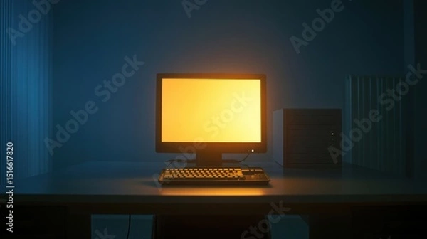 Fototapeta Nighttime computer glow.