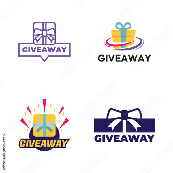 Obraz Giveaway banner icon. Gift box. Flat style.