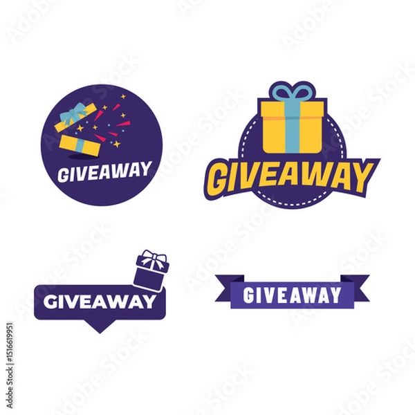 Obraz Giveaway banner icon. Gift box. Flat style.