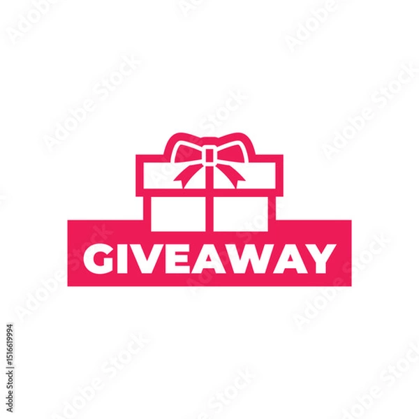 Obraz Giveaway banner icon. Gift box. Flat style.