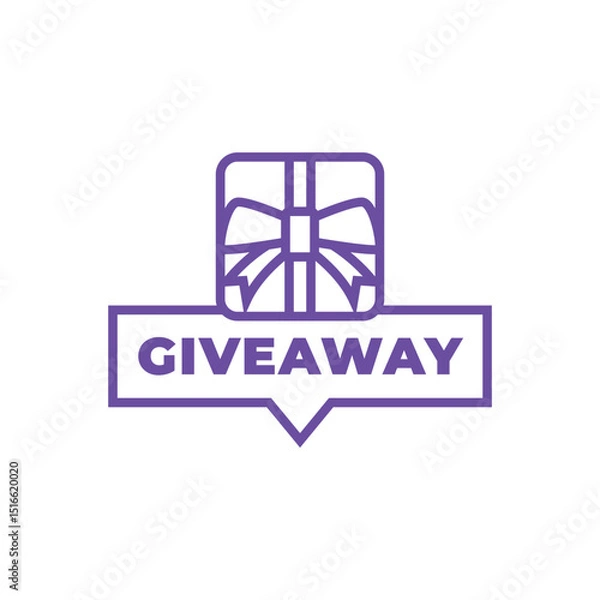 Obraz Giveaway banner icon. Gift box. Flat style.