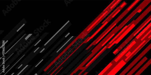 Fototapeta Modern Abstract geometric red and black color Background. Motion, sport, lines. Poster, wallpaper, Landing page. Vector Illustration